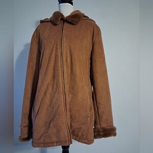 Brown Faux Fur Lined Coat Size 18/20